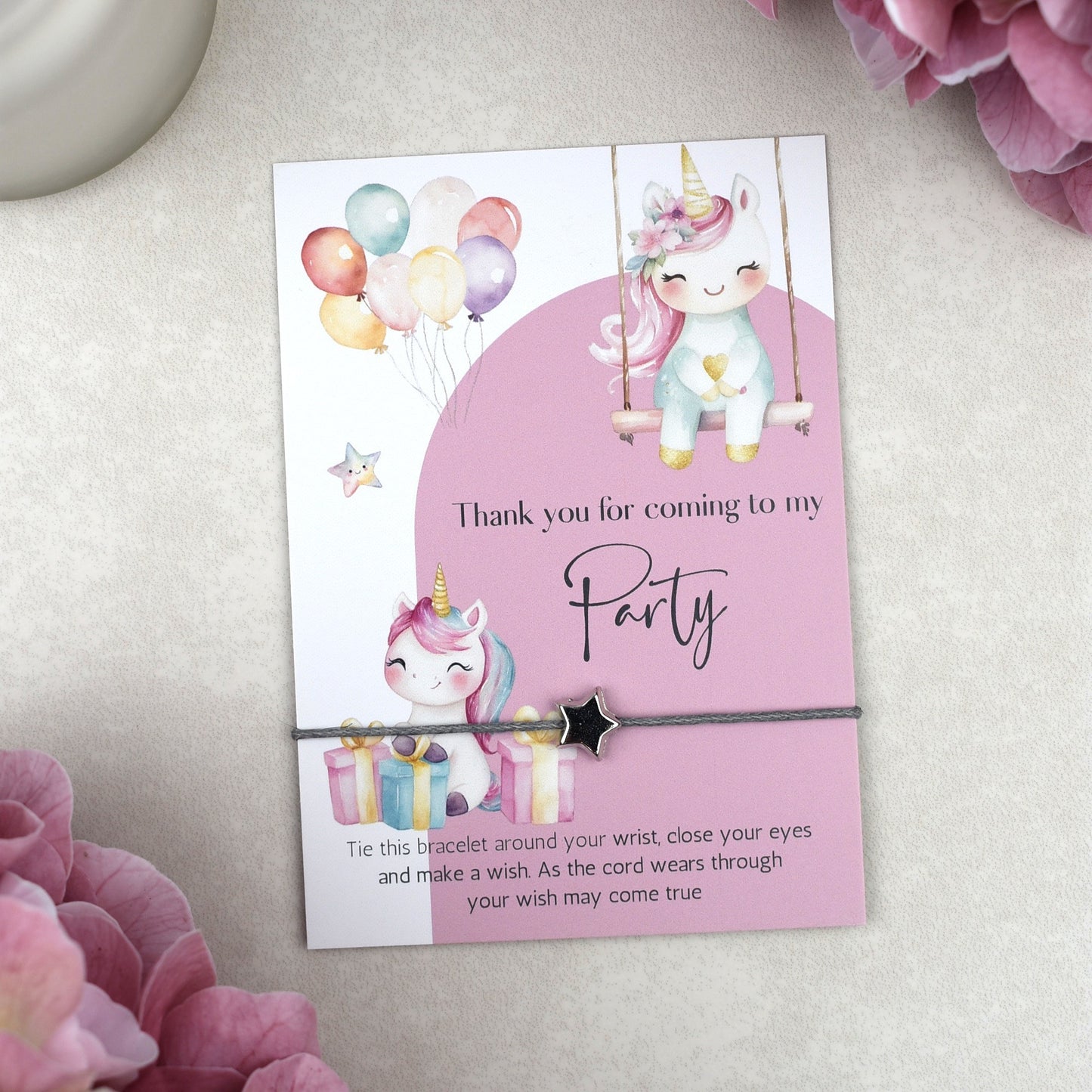 CLEARANCE - Thank You For Coming To My Party Unicorn Wish Bracelet