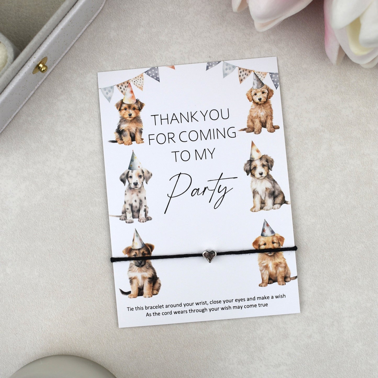 CLEARANCE - Thank You For Coming To My Party Dog Wish Bracelet | Heart Charm