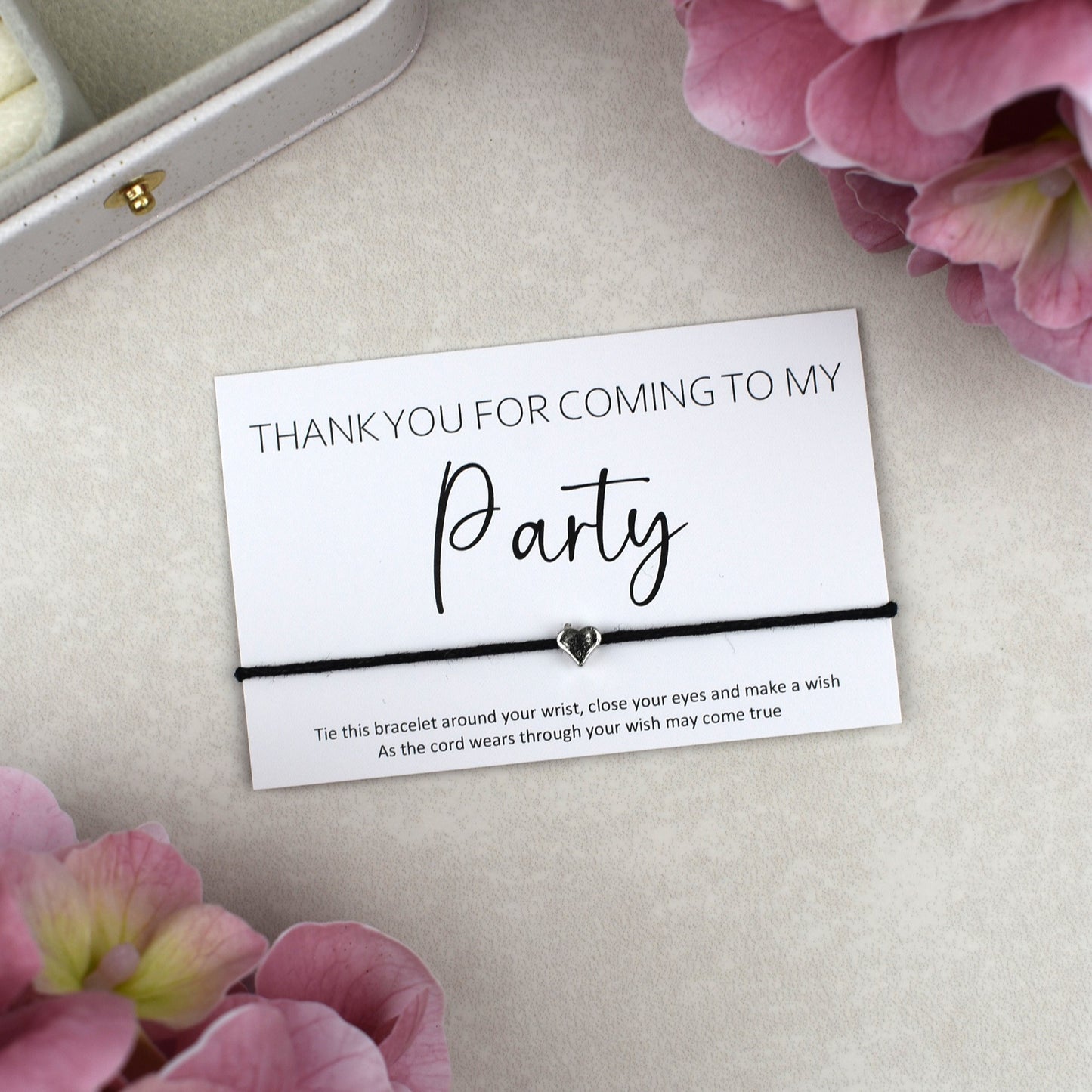 CLEARANCE - Thank You For Coming To My Party Wish Bracelet - Heart Charm