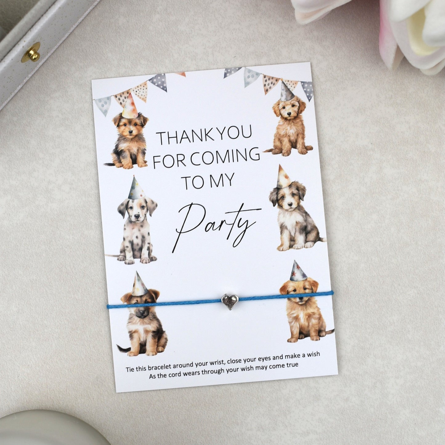 CLEARANCE - Thank You For Coming To My Party Dog Wish Bracelet | Heart Charm