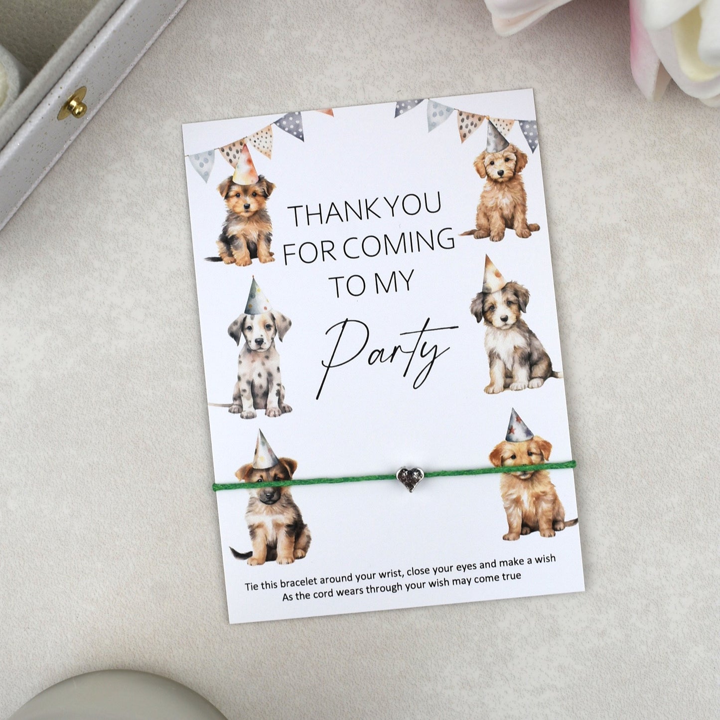 CLEARANCE - Thank You For Coming To My Party Dog Wish Bracelet | Heart Charm