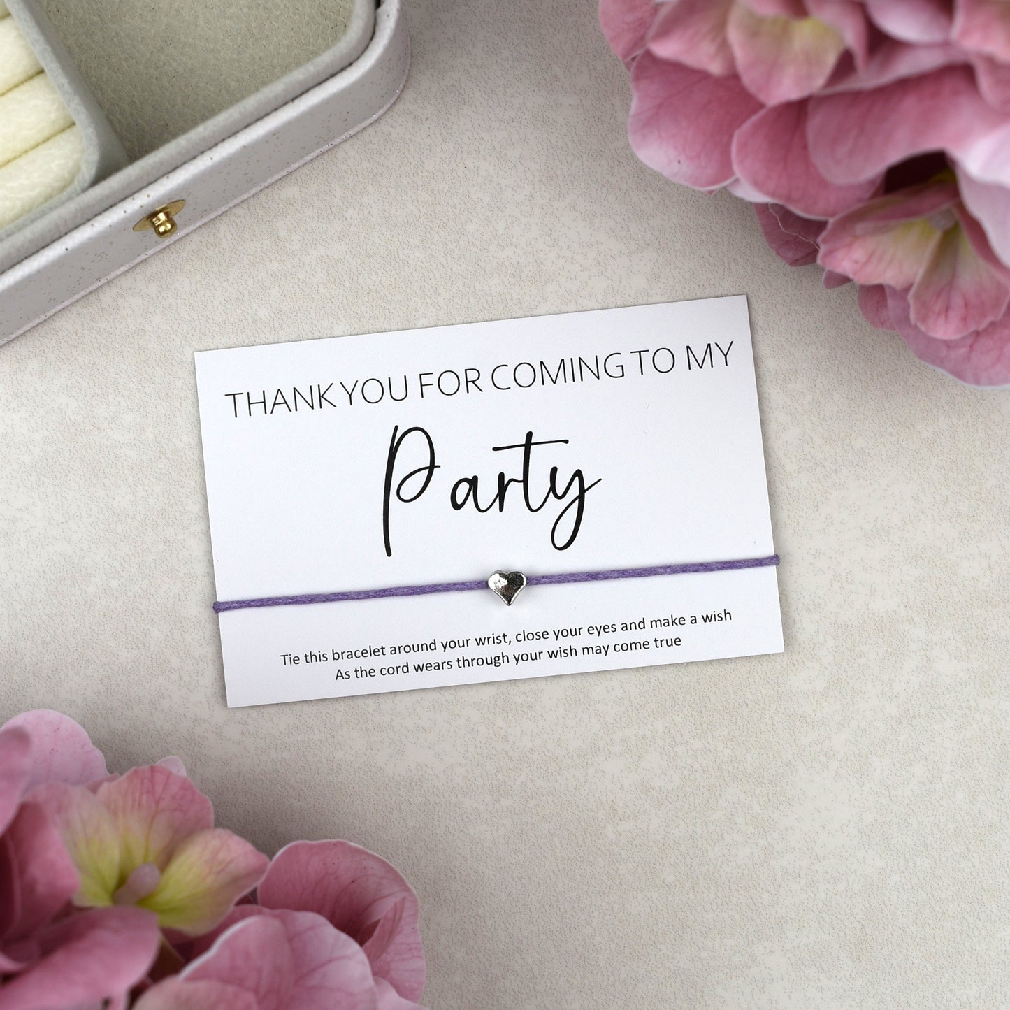 CLEARANCE - Thank You For Coming To My Party Wish Bracelet - Heart Charm
