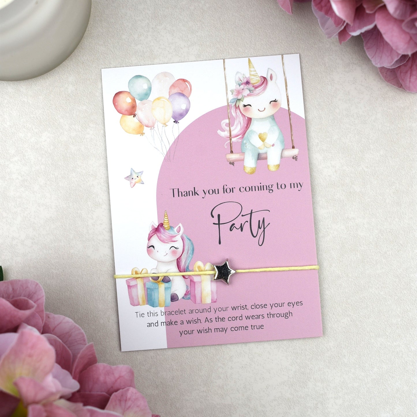 CLEARANCE - Thank You For Coming To My Party Unicorn Wish Bracelet