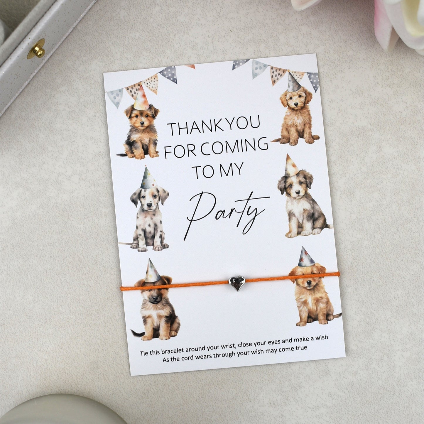 CLEARANCE - Thank You For Coming To My Party Dog Wish Bracelet | Heart Charm