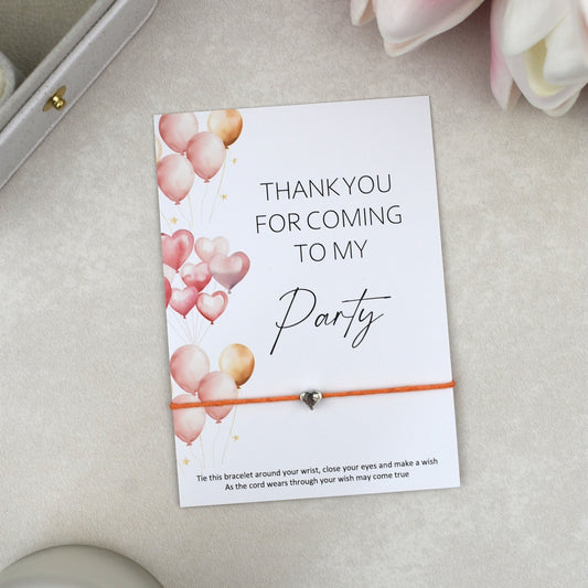 CLEARANCE - Thank You For Coming To My Party Balloon Wish Bracelet | Heart Charm