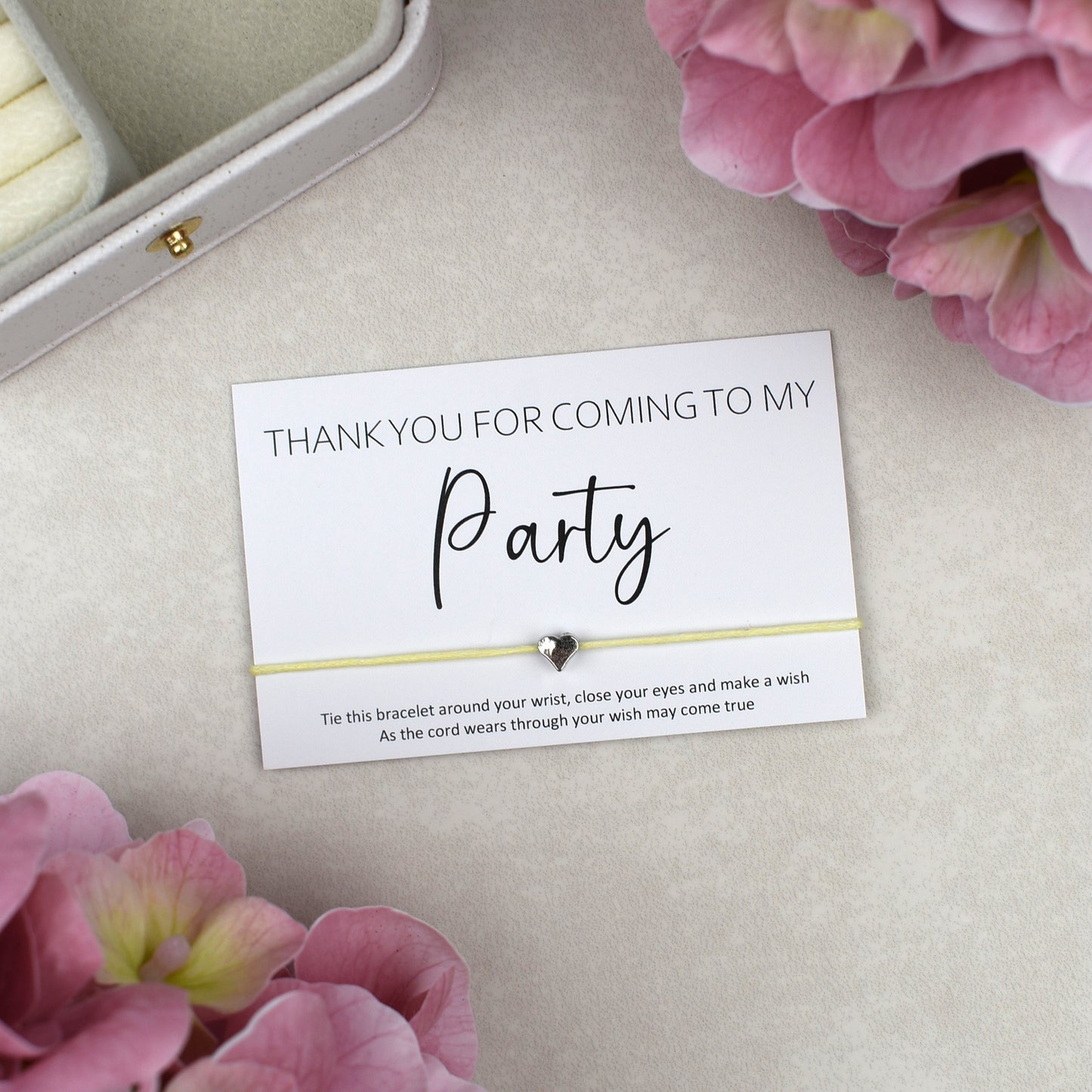 CLEARANCE - Thank You For Coming To My Party Wish Bracelet - Heart Charm