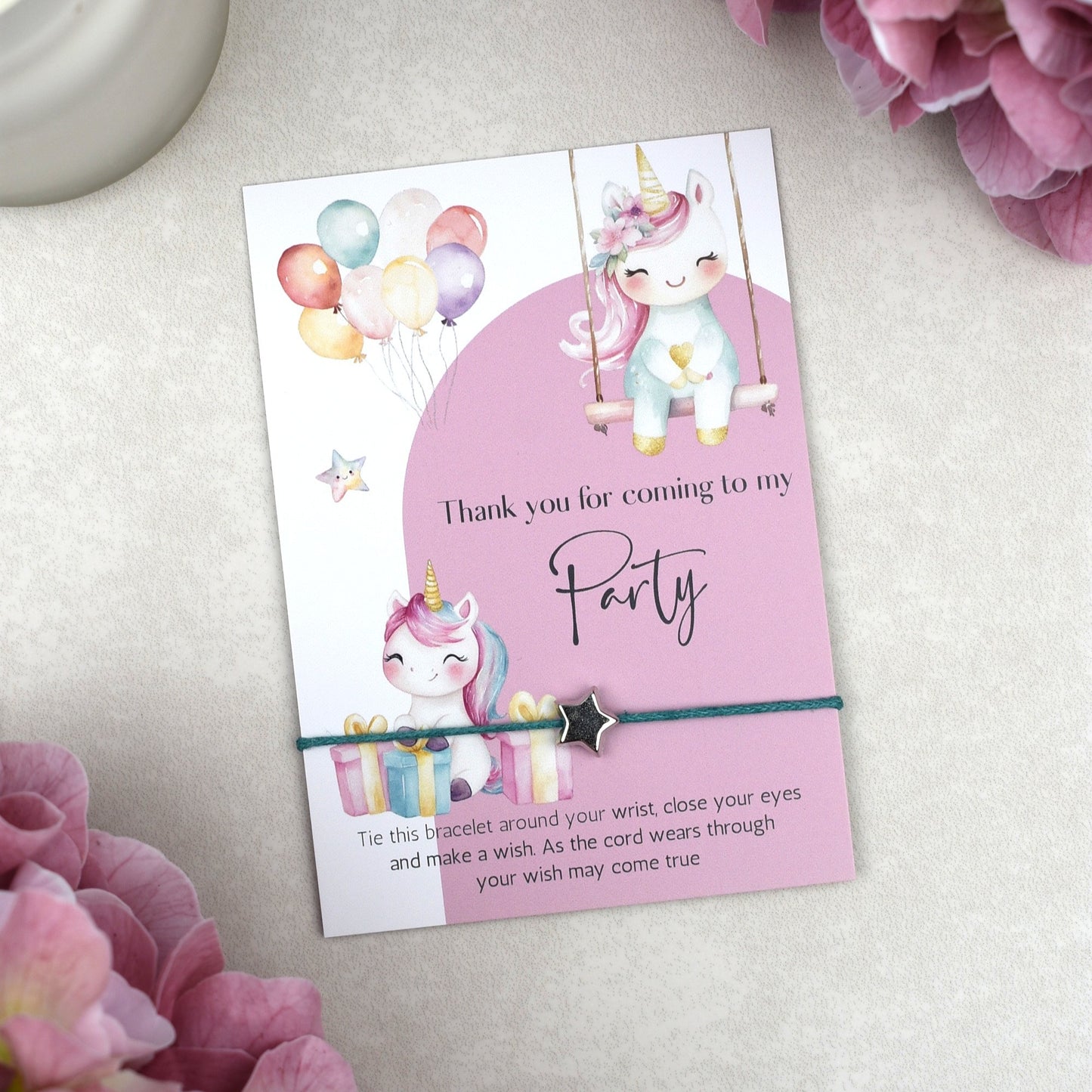 CLEARANCE - Thank You For Coming To My Party Unicorn Wish Bracelet