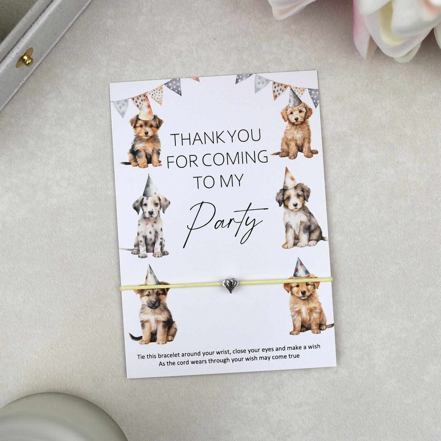 CLEARANCE - Thank You For Coming To My Party Dog Wish Bracelet | Heart Charm