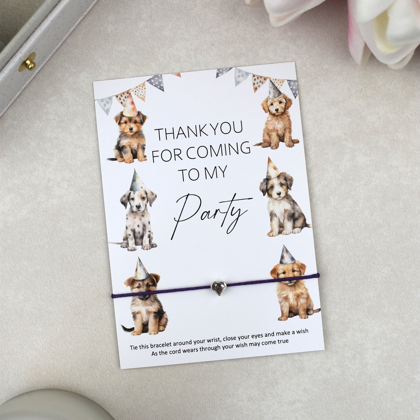 CLEARANCE - Thank You For Coming To My Party Dog Wish Bracelet | Heart Charm