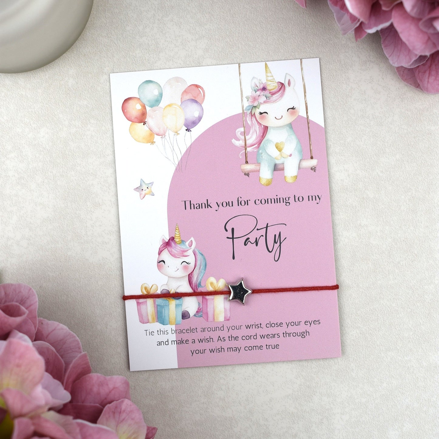 CLEARANCE - Thank You For Coming To My Party Unicorn Wish Bracelet