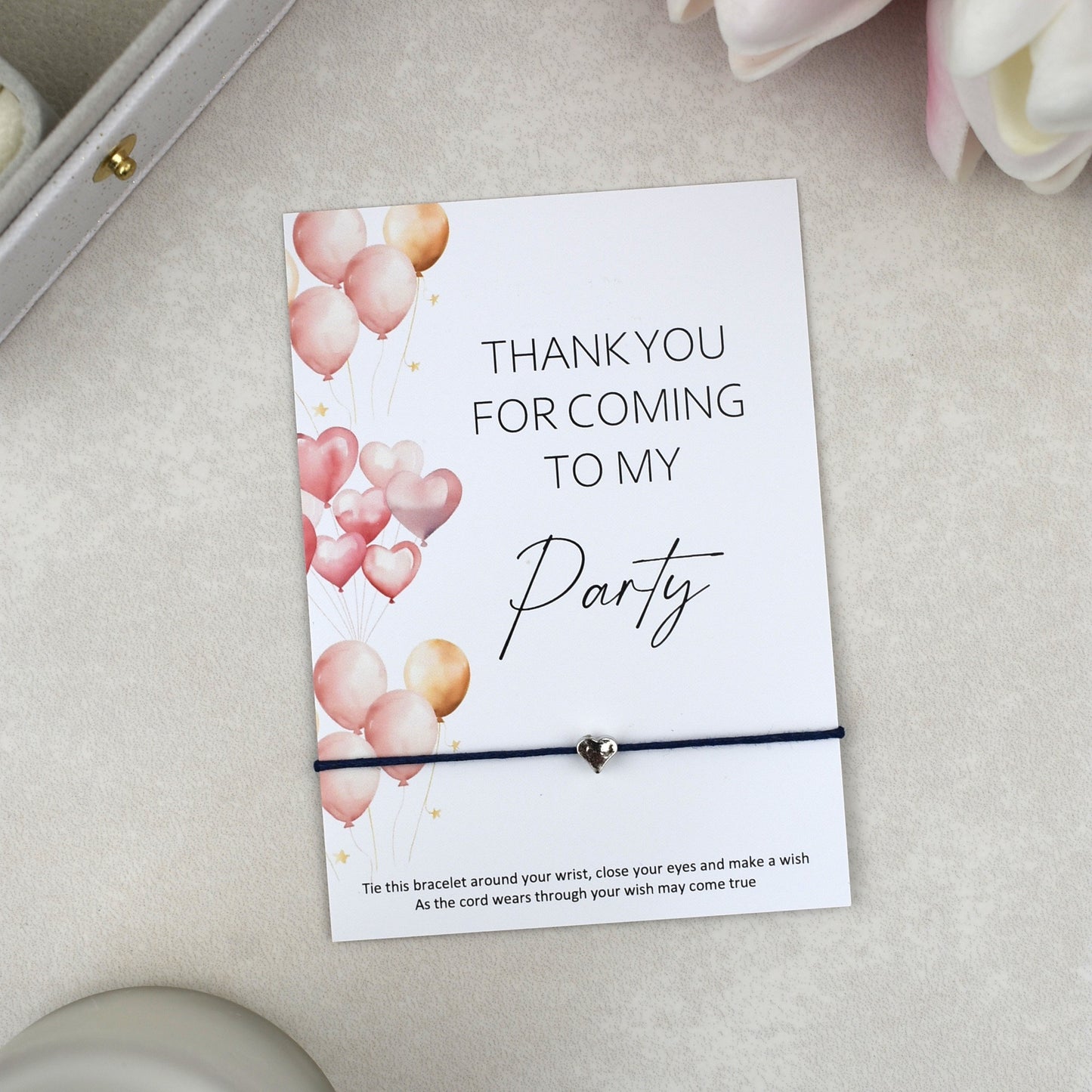 CLEARANCE - Thank You For Coming To My Party Balloon Wish Bracelet | Heart Charm