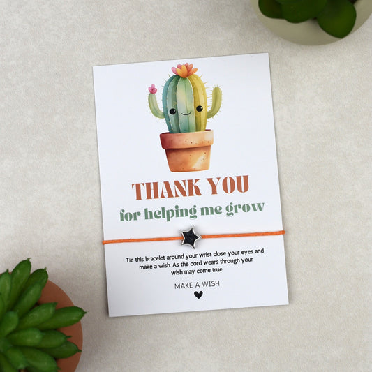 CLEARANCE - Thank You For Helping Me Grow Cactus Wish Bracelet