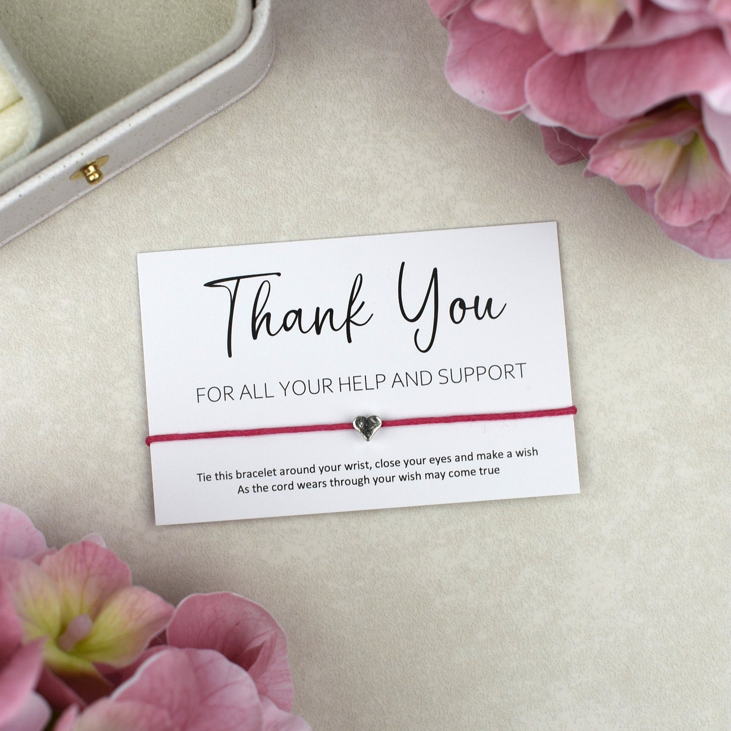 CLEARANCE - Thank You For All Your Help And Support Wish Bracelet | Heart Charm