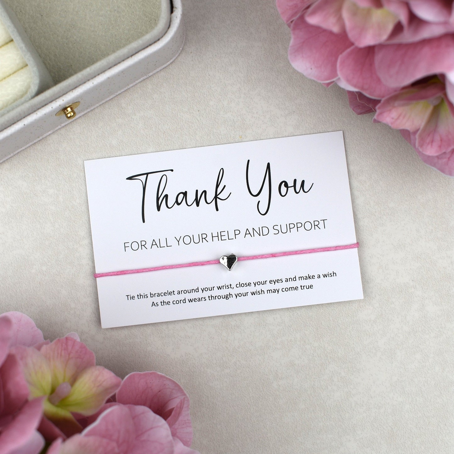 CLEARANCE - Thank You For All Your Help And Support Wish Bracelet | Heart Charm
