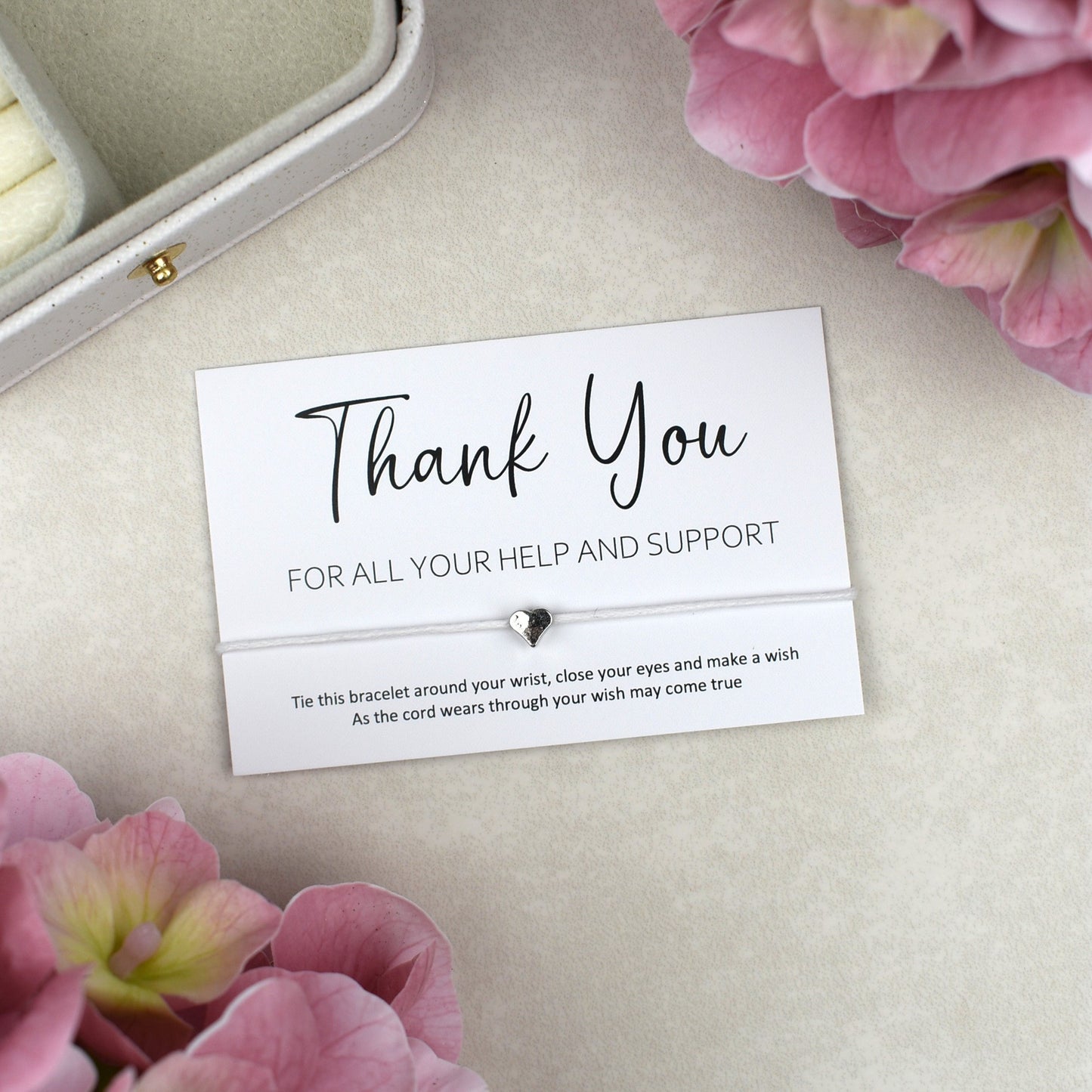 CLEARANCE - Thank You For All Your Help And Support Wish Bracelet | Heart Charm