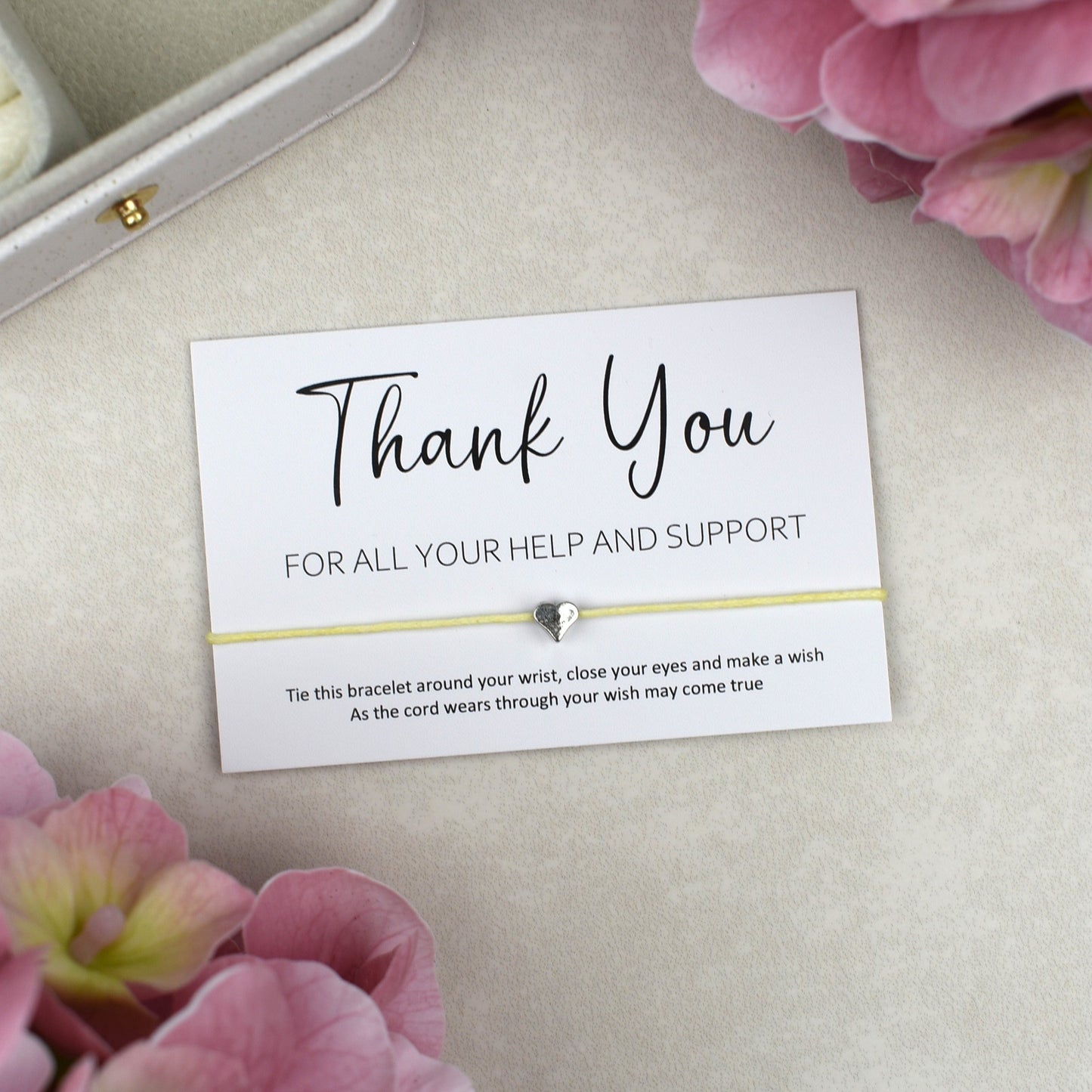 CLEARANCE - Thank You For All Your Help And Support Wish Bracelet | Heart Charm