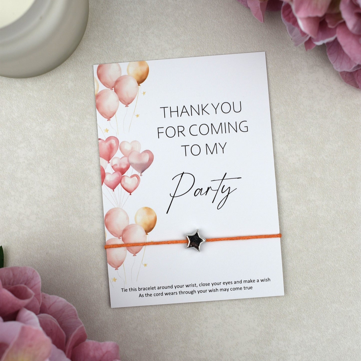 CLEARANCE - Thank You For Coming To My Party Balloon Wish Bracelet