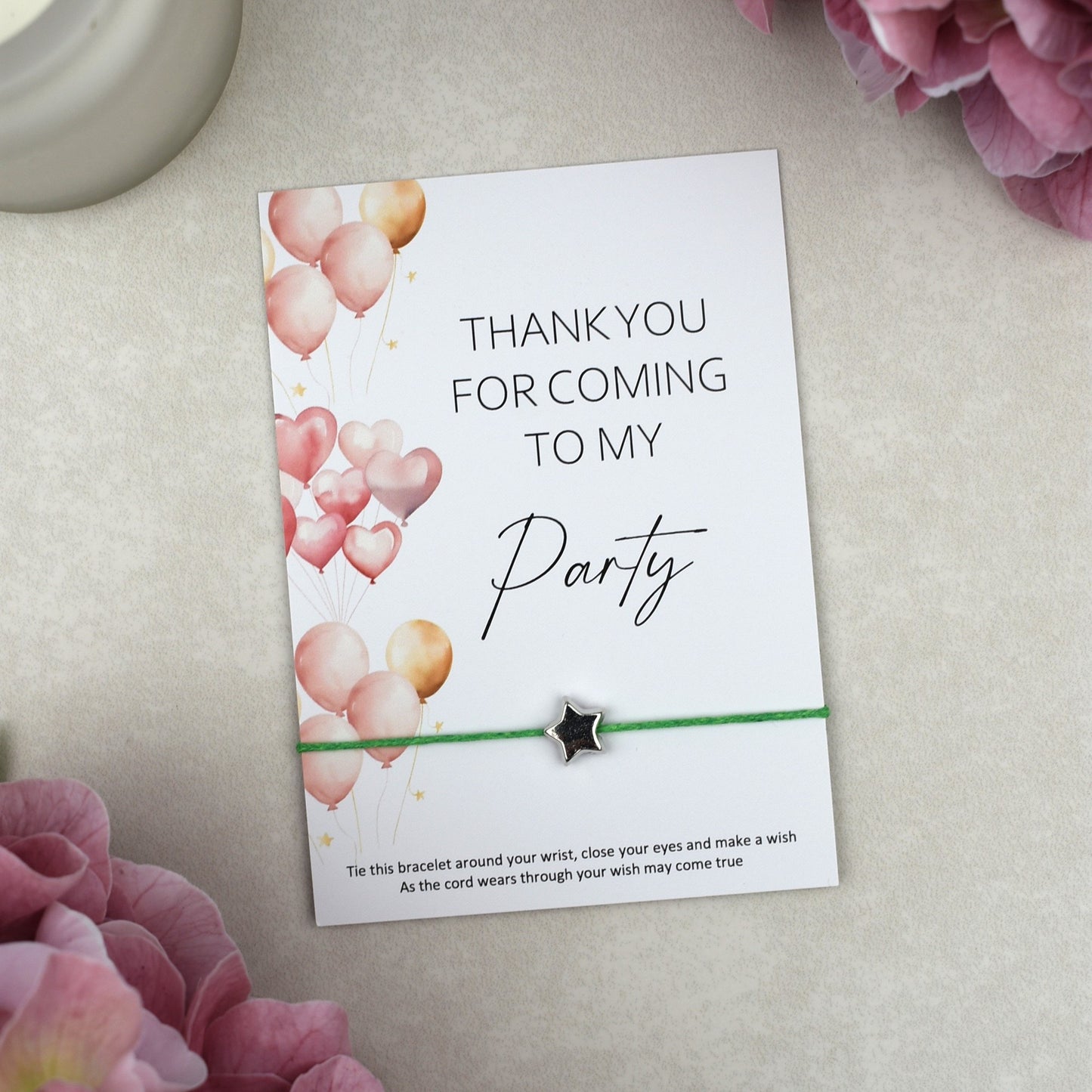 CLEARANCE - Thank You For Coming To My Party Balloon Wish Bracelet