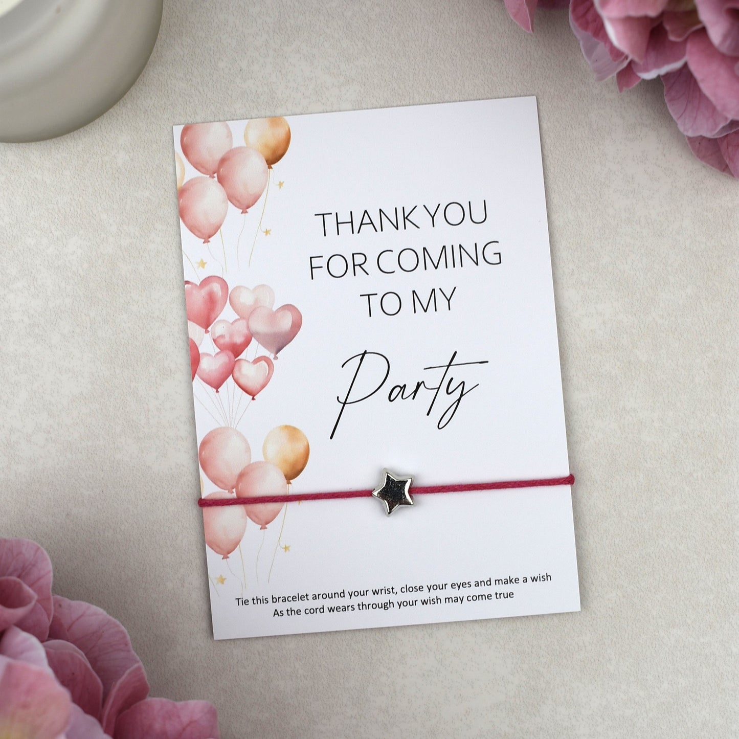 CLEARANCE - Thank You For Coming To My Party Balloon Wish Bracelet