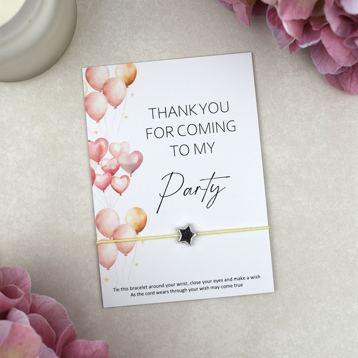 CLEARANCE - Thank You For Coming To My Party Balloon Wish Bracelet