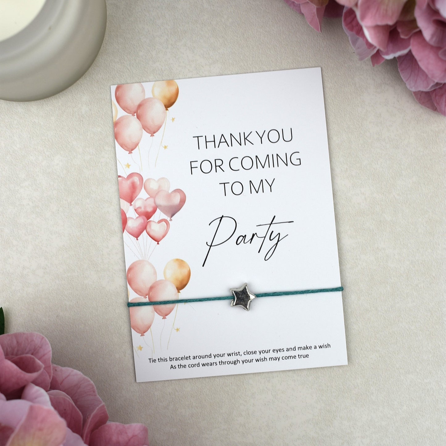 CLEARANCE - Thank You For Coming To My Party Balloon Wish Bracelet