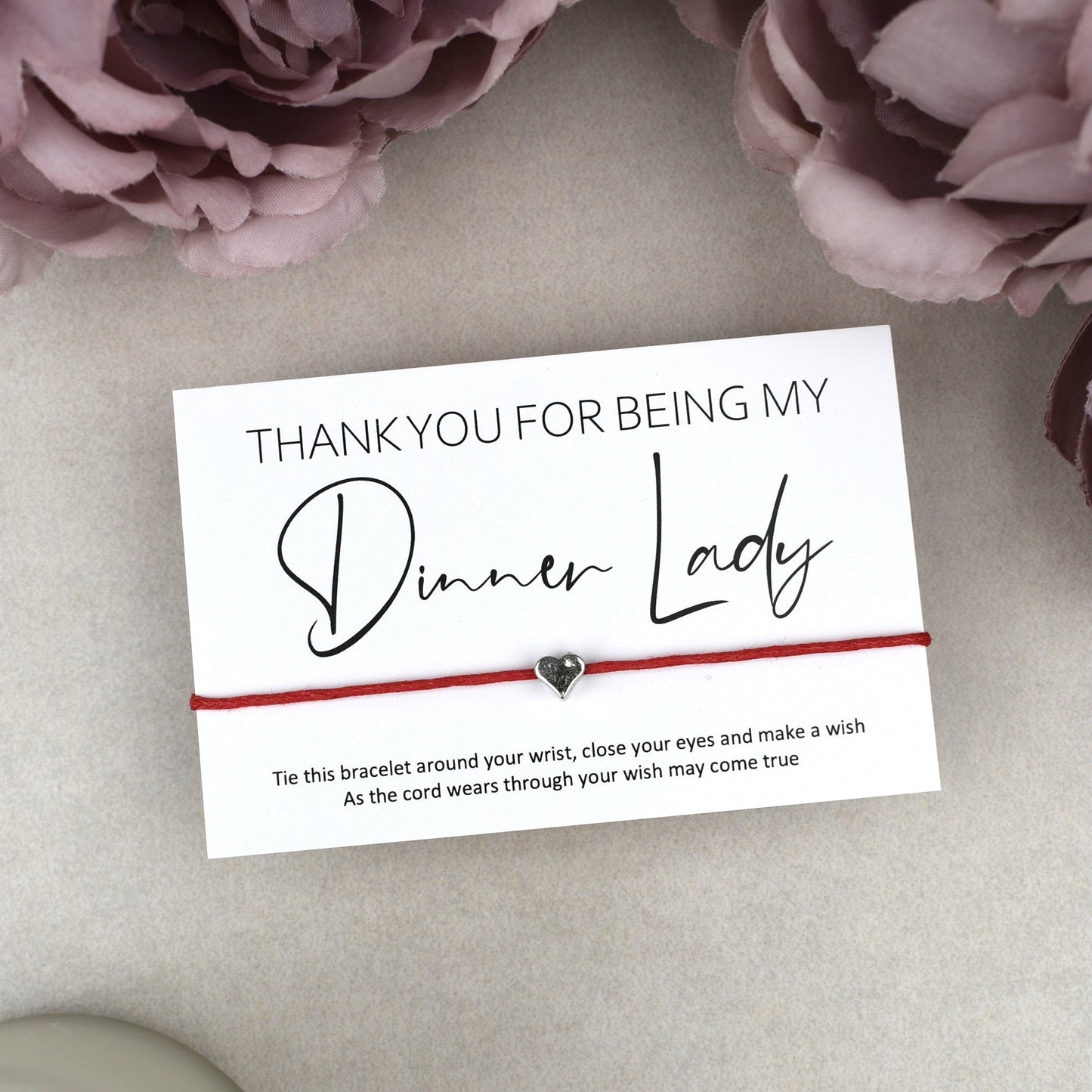 CLEARANCE - Thank You For Being My Dinner Lady Wish Bracelet | Heart Charm