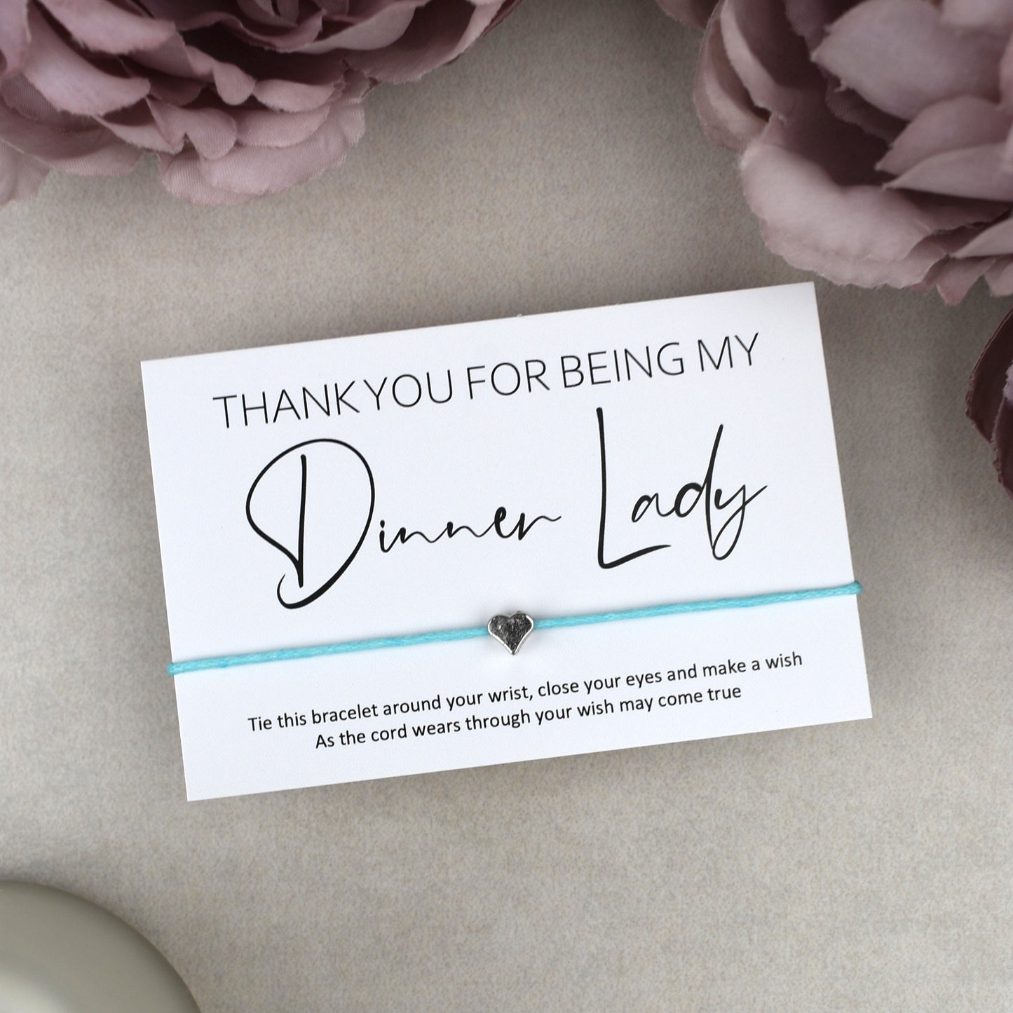 CLEARANCE - Thank You For Being My Dinner Lady Wish Bracelet | Heart Charm
