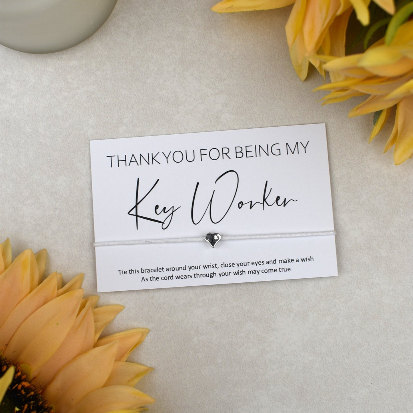 CLEARANCE - Thank You For Being My Key Worker Wish Bracelet | Heart Charm