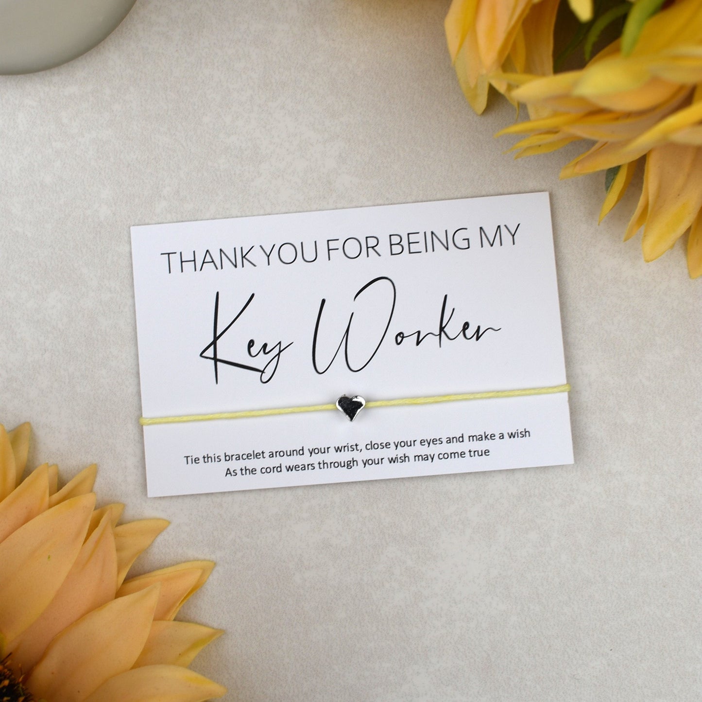 CLEARANCE - Thank You For Being My Key Worker Wish Bracelet | Heart Charm