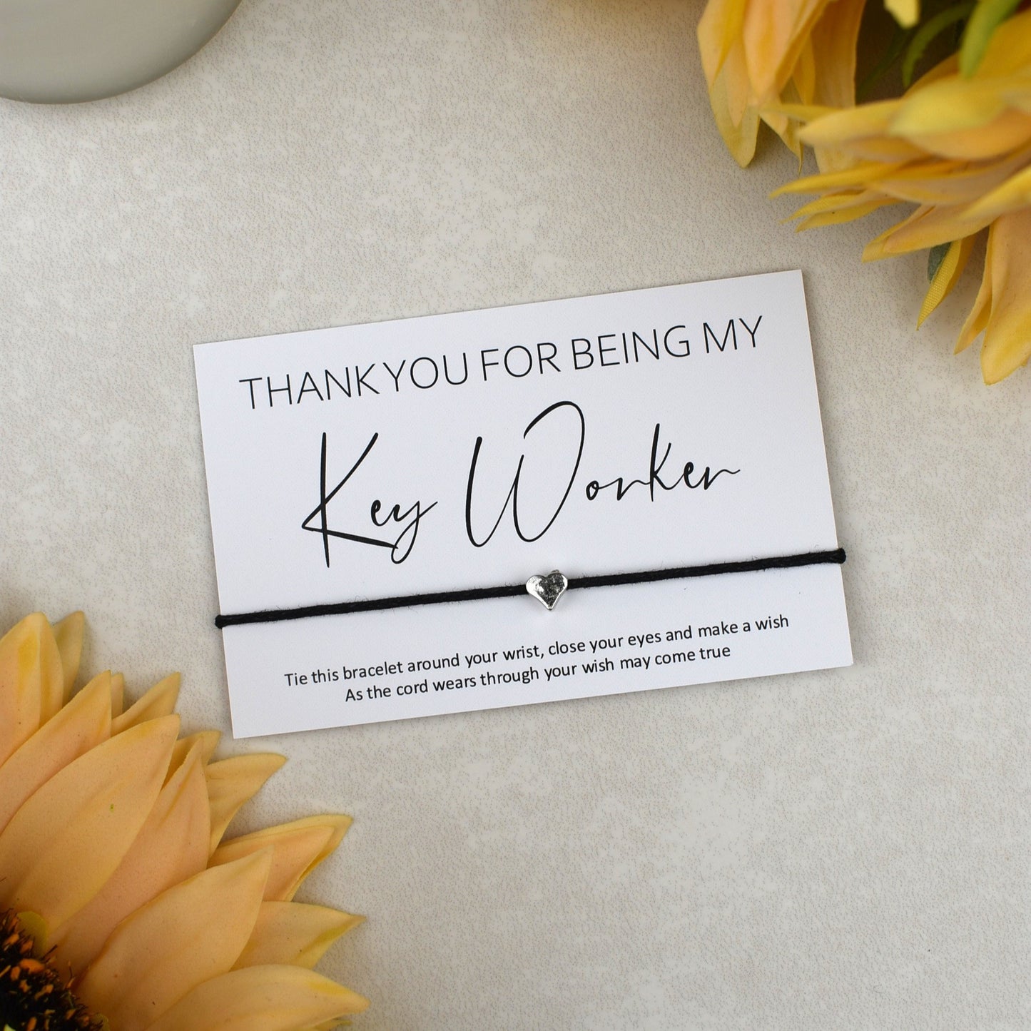CLEARANCE - Thank You For Being My Key Worker Wish Bracelet | Heart Charm