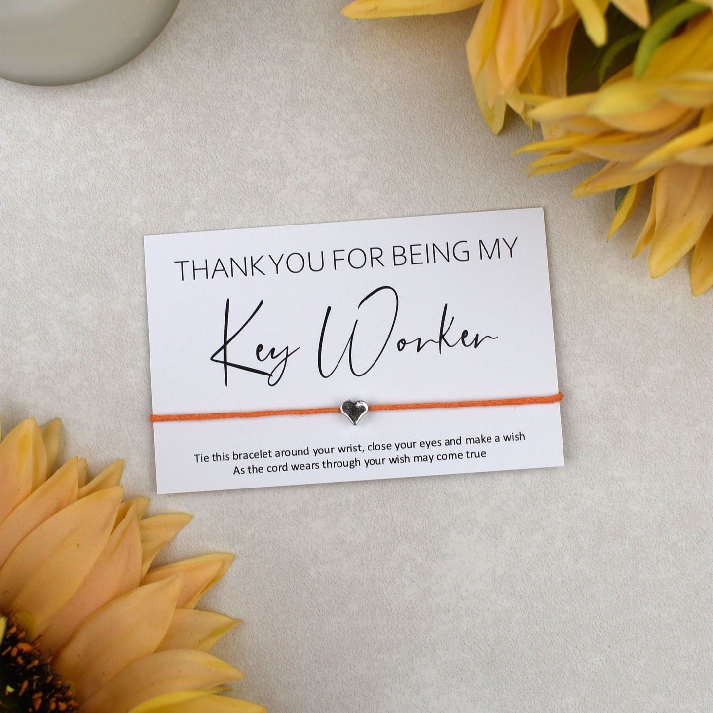 CLEARANCE - Thank You For Being My Key Worker Wish Bracelet | Heart Charm