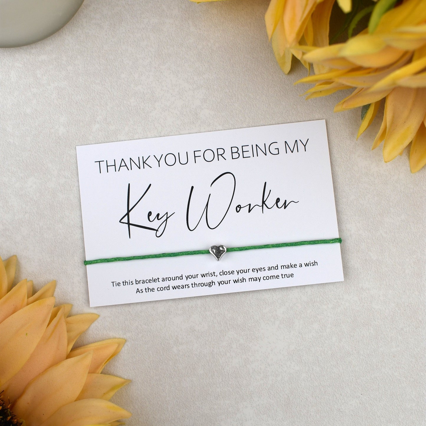 CLEARANCE - Thank You For Being My Key Worker Wish Bracelet | Heart Charm