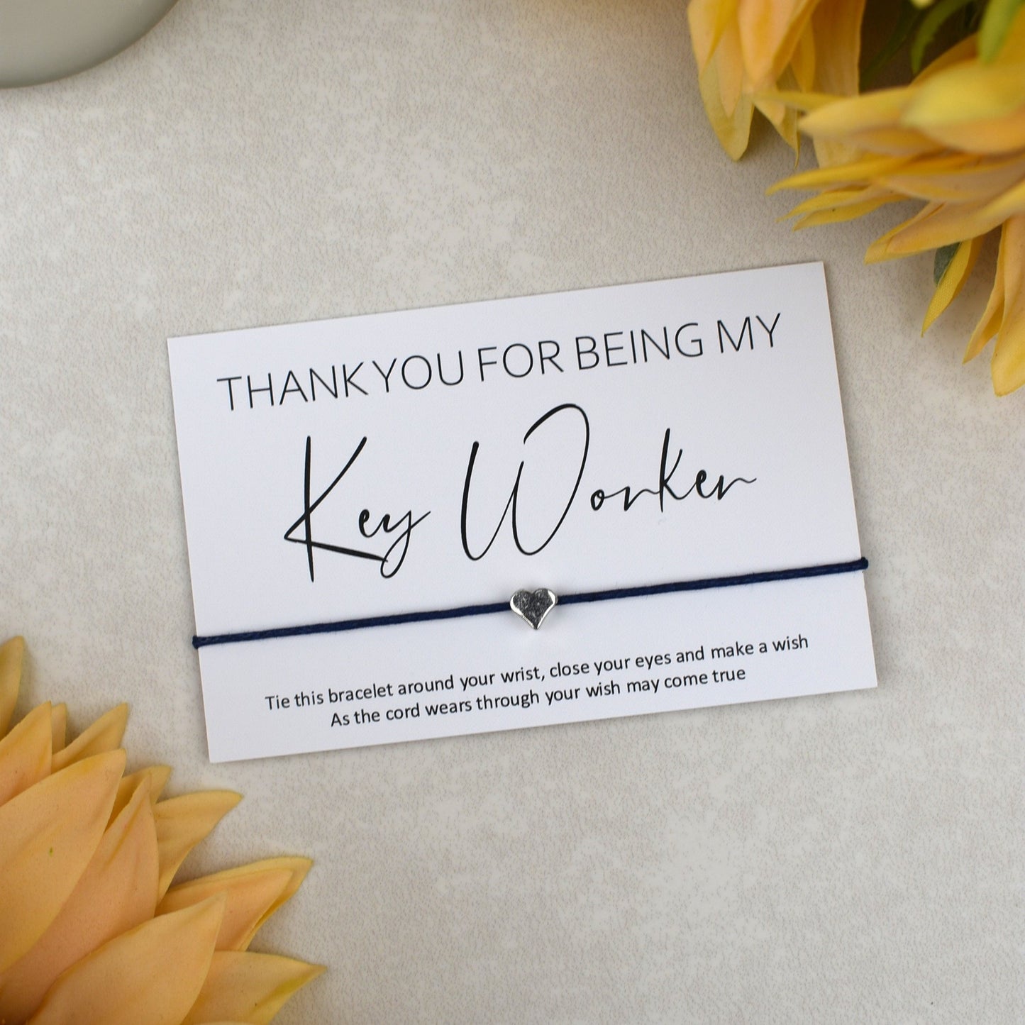 CLEARANCE - Thank You For Being My Key Worker Wish Bracelet | Heart Charm