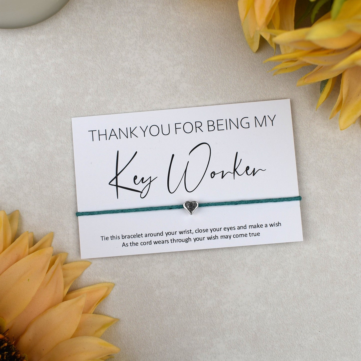 CLEARANCE - Thank You For Being My Key Worker Wish Bracelet | Heart Charm