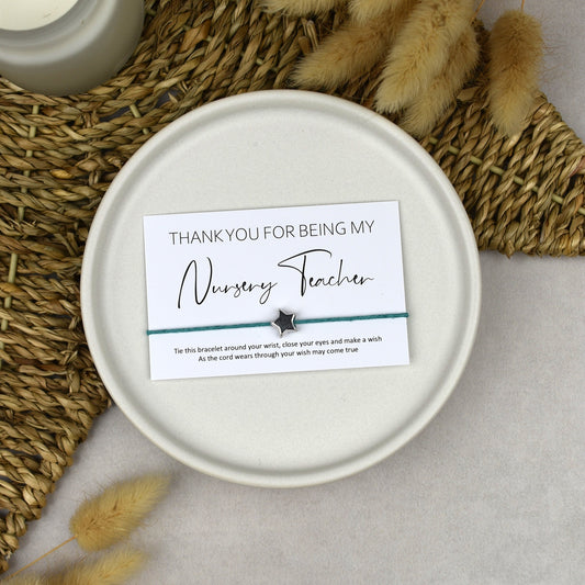CLEARANCE - Thank You For Being My Nursery Teacher Wish Bracelet