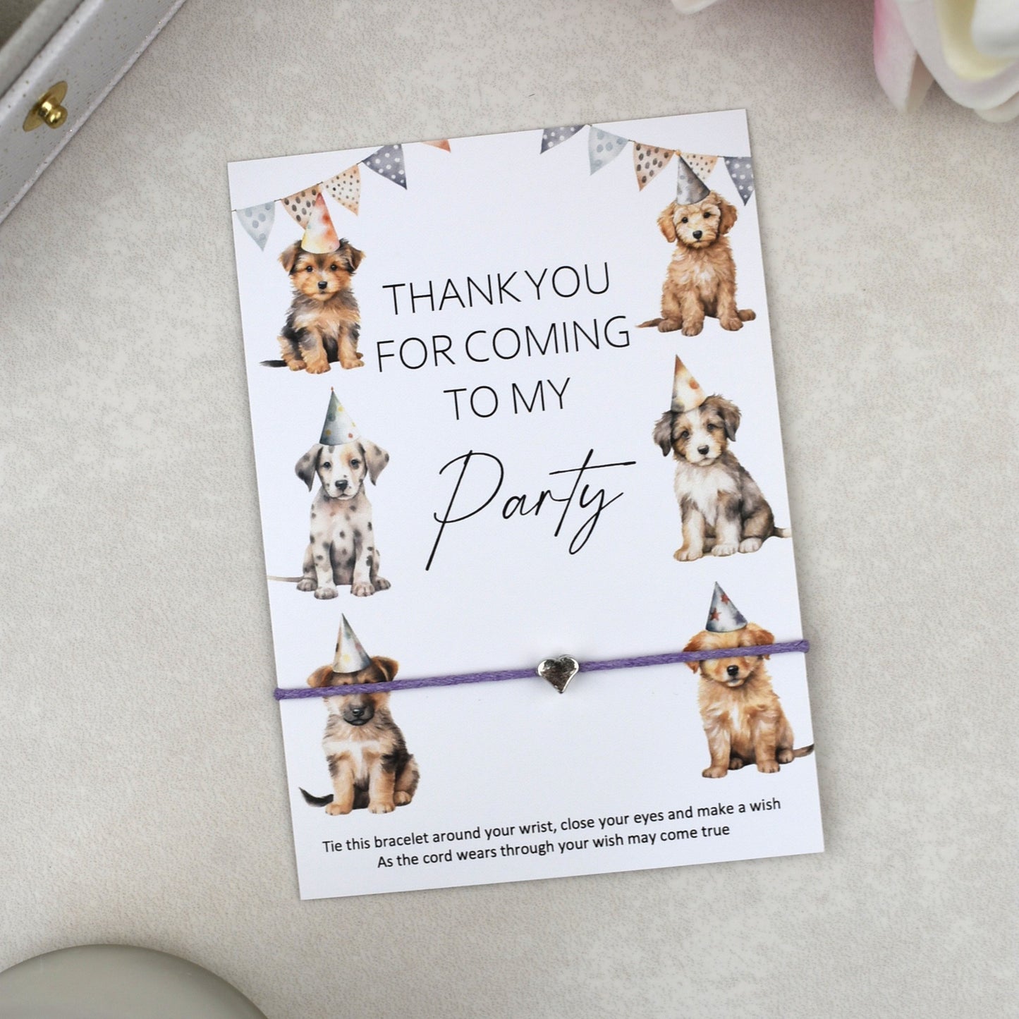 CLEARANCE - Thank You For Coming To My Party Dog Wish Bracelet | Heart Charm