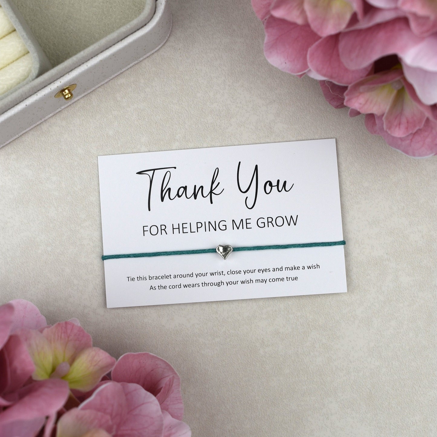 CLEARANCE - Thank You For Helping Me Grow Wish Bracelet | Heart Charm