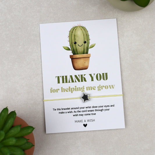 CLEARANCE - Thank You For Helping Me Grow Cactus Wish Bracelet