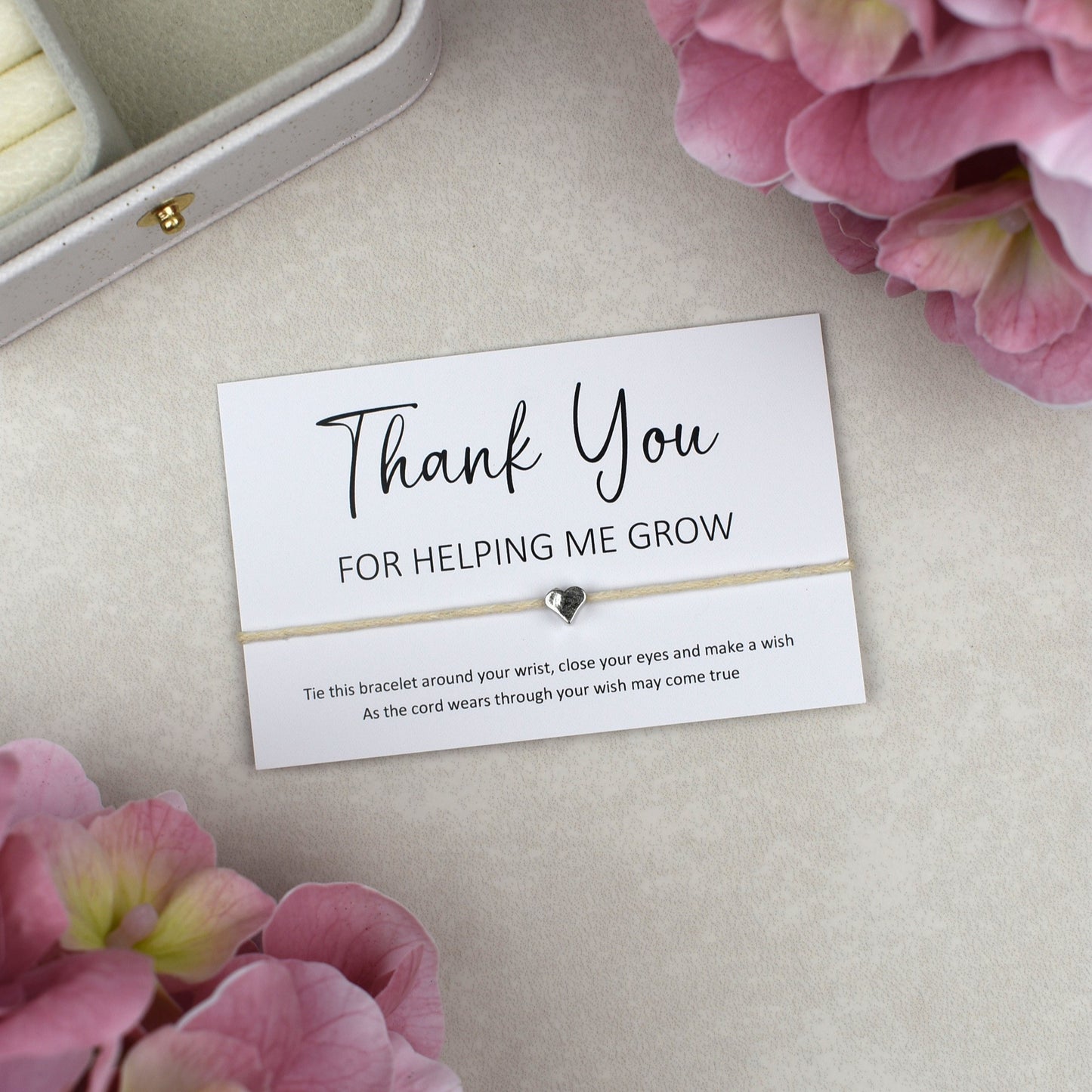 CLEARANCE - Thank You For Helping Me Grow Wish Bracelet | Heart Charm