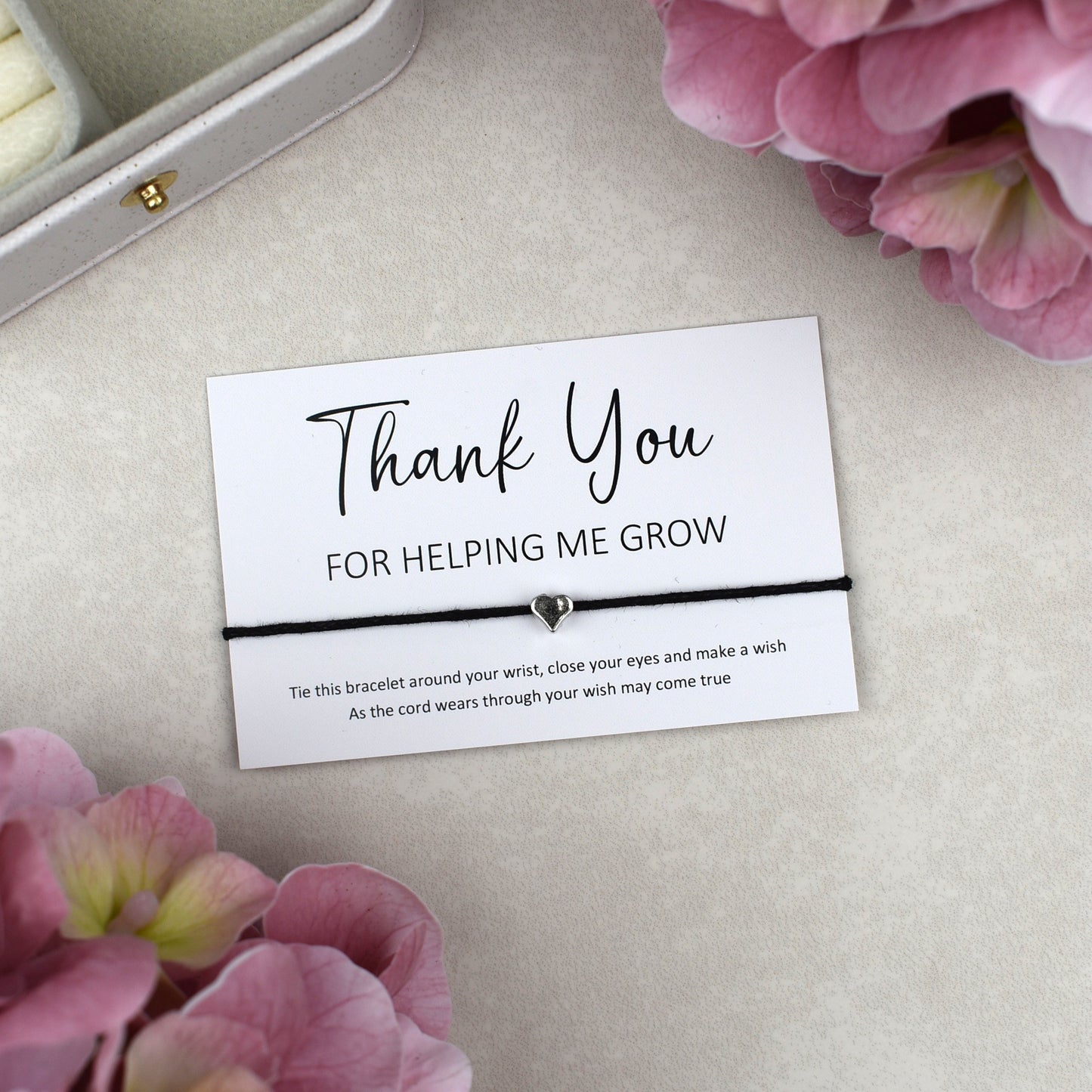CLEARANCE - Thank You For Helping Me Grow Wish Bracelet | Heart Charm