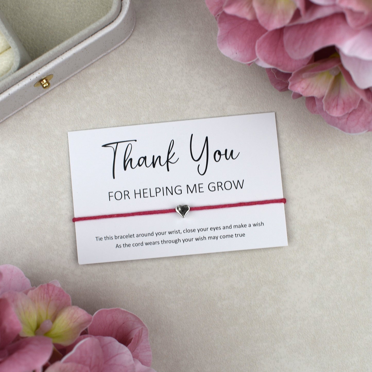 CLEARANCE - Thank You For Helping Me Grow Wish Bracelet | Heart Charm