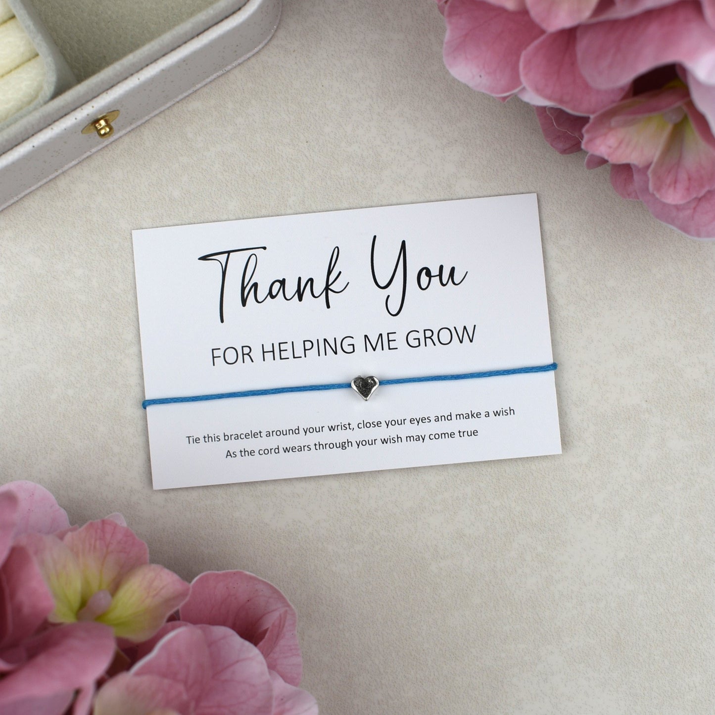 CLEARANCE - Thank You For Helping Me Grow Wish Bracelet | Heart Charm