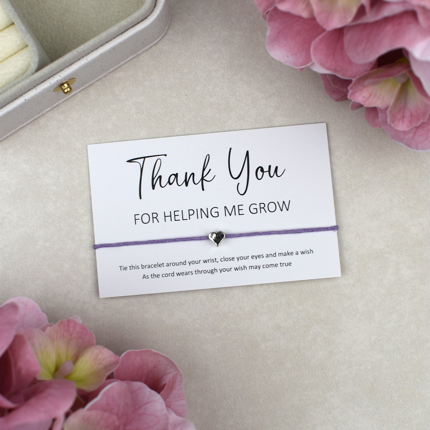 CLEARANCE - Thank You For Helping Me Grow Wish Bracelet | Heart Charm