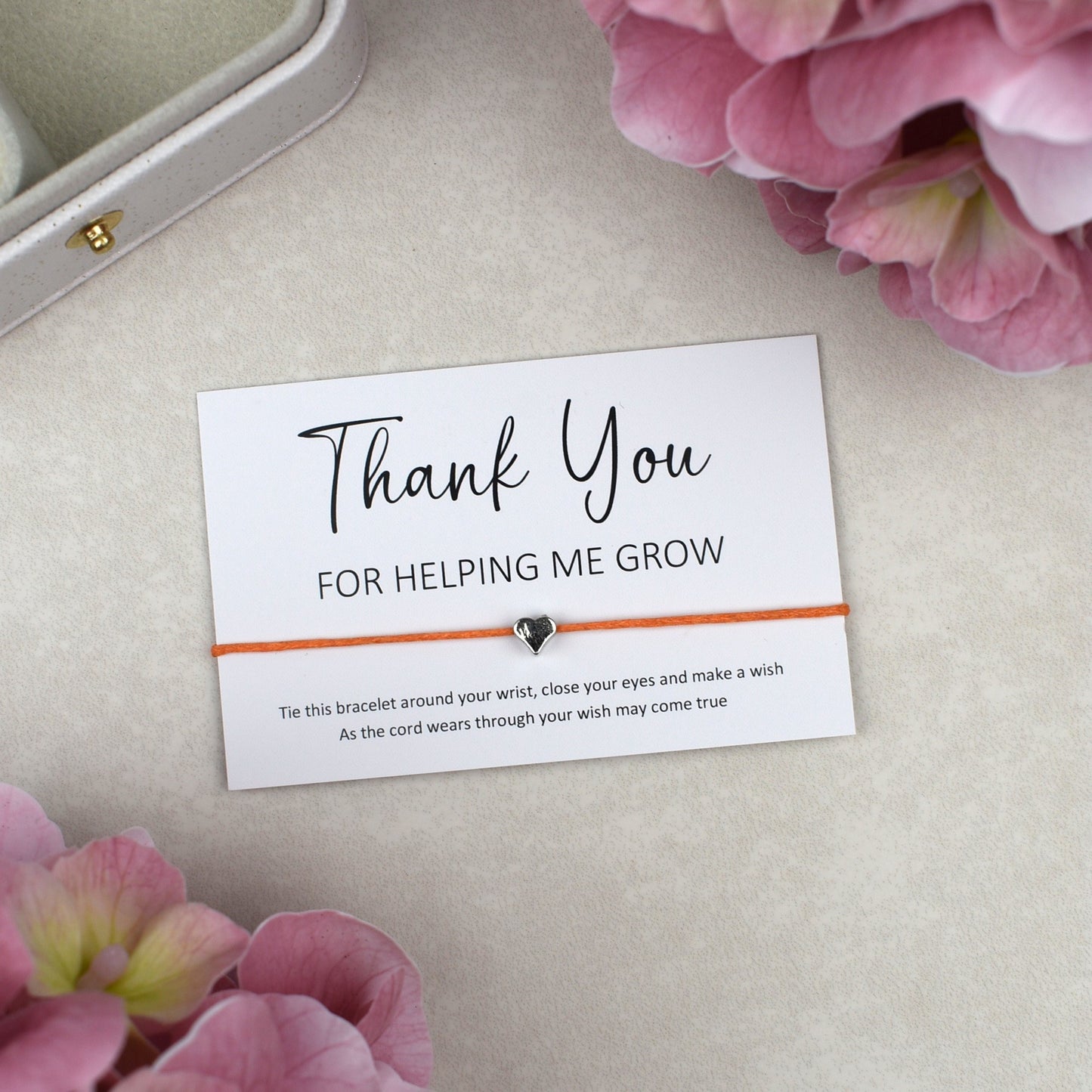 CLEARANCE - Thank You For Helping Me Grow Wish Bracelet | Heart Charm