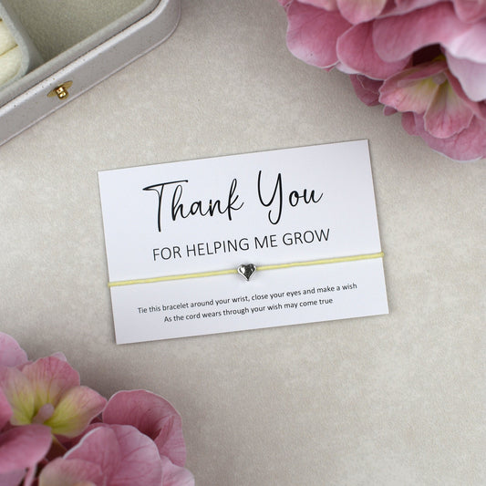 CLEARANCE - Thank You For Helping Me Grow Wish Bracelet | Heart Charm
