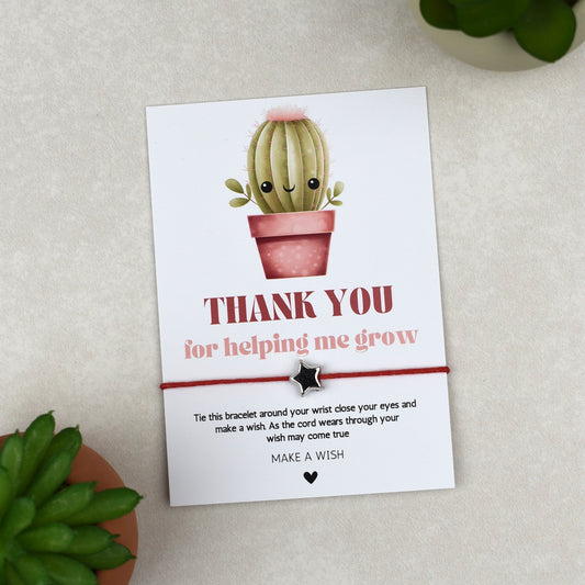 CLEARANCE - Thank You For Helping Me Grow Cactus Wish Bracelet