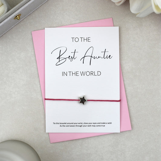 CLEARANCE - To The Best Auntie In The World Wish Bracelet