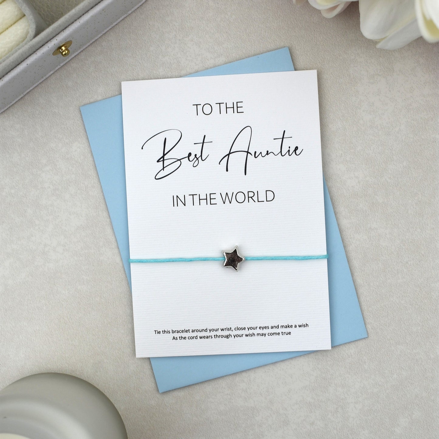 CLEARANCE - To The Best Auntie In The World Wish Bracelet