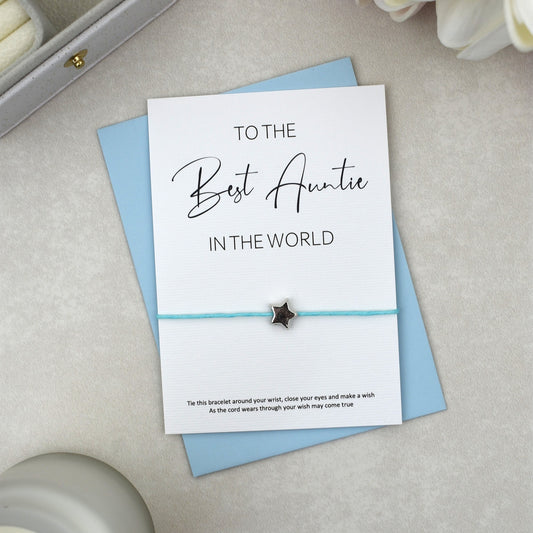 CLEARANCE - To The Best Auntie In The World Wish Bracelet