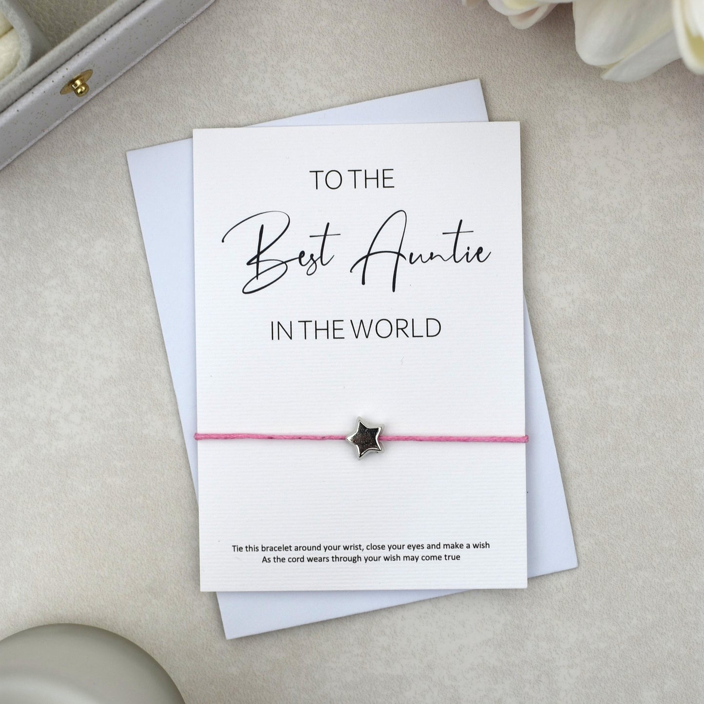 CLEARANCE - To The Best Auntie In The World Wish Bracelet